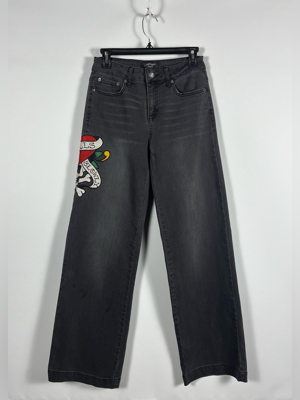 Ed Hardy "Love Kills Slowly" Wide Leg Jeans faded black/charcoal Size 26
